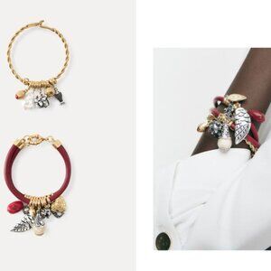 Zara Gold and Red Charm Bracelet Set